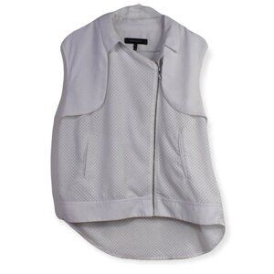 Robert Rodriguez Blouse M Womens Eyelet White Sleeveless Collared Polyester